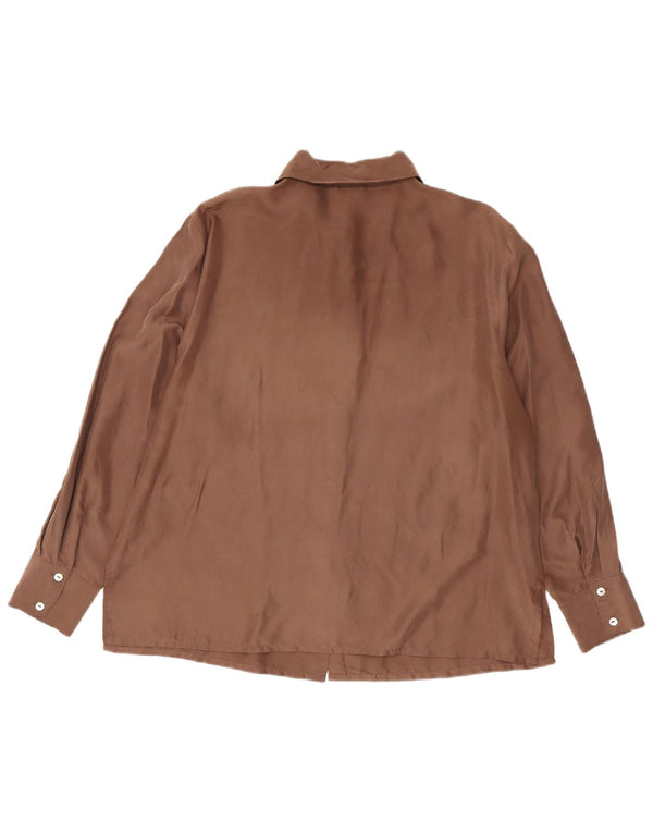 Egon Furstenberg Womens Shirt IT 49 XL Brown Silk