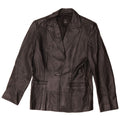 Vintage Womens 1 Button Leather Blazer Jacket UK 14 Medium Black Leather