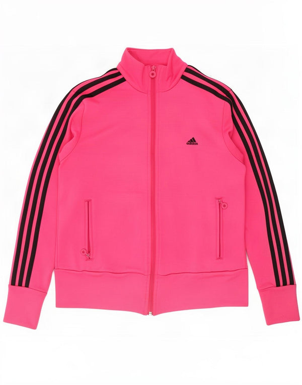 Adidas Womens Tracksuit Top Jacket UK 16 Large Pink Polyester