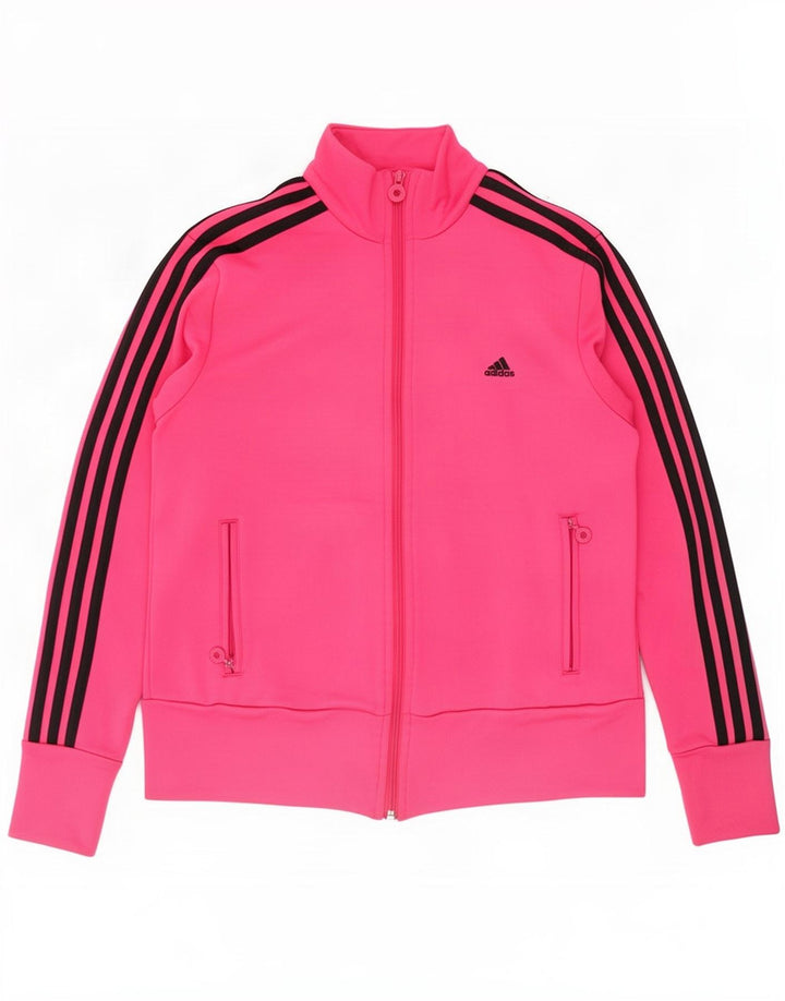 Adidas Womens Tracksuit Top Jacket UK 16 Large Pink Polyester