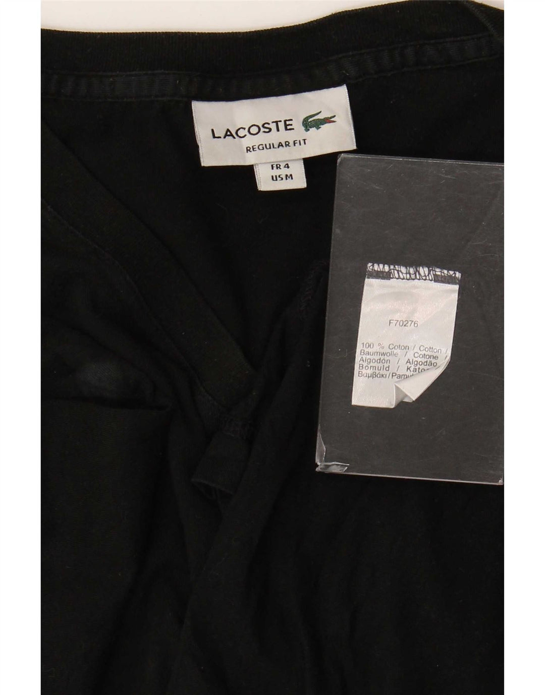 Lacoste Mens Regular Fit T-Shirt Top Size 4 Medium Black Cotton
