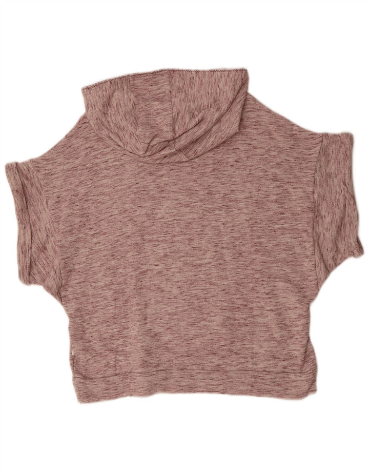 ADIDAS Womens Oversized Short Sleeve Hoodie Jumper UK 8 Small Burgundy