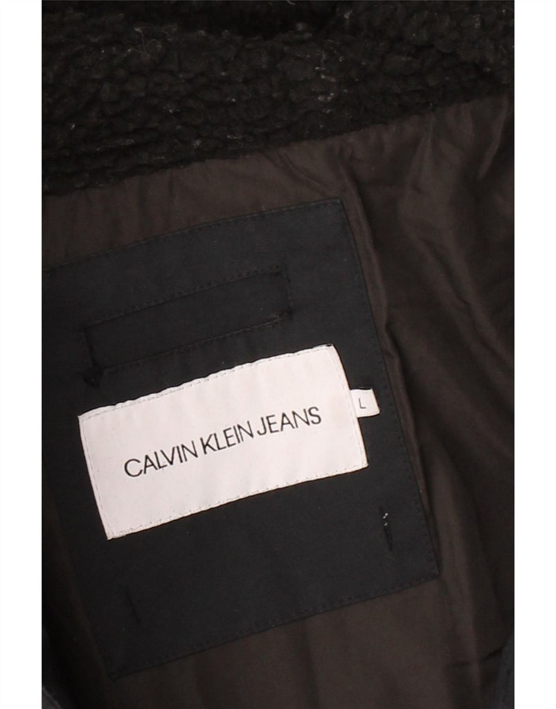 CALVIN KLEIN Mens Hooded Padded Jacket UK 40 Large Black Cotton Vintage Calvin Klein and Second-Hand Calvin Klein from Messina Hembry 