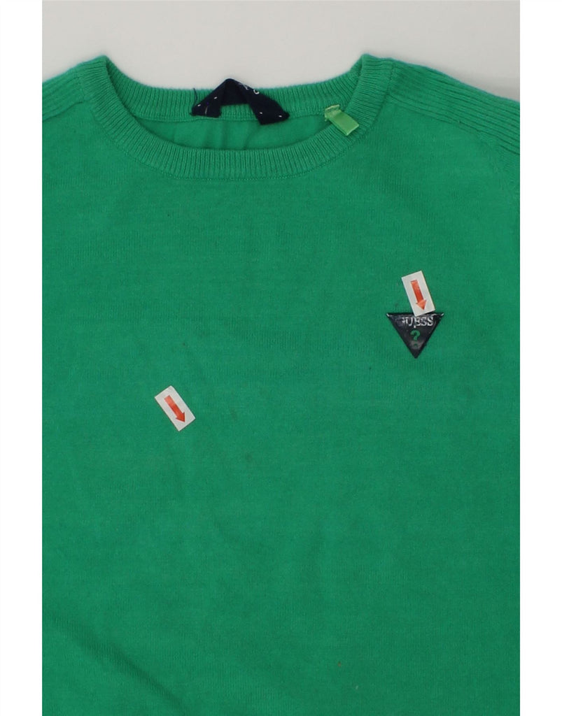 GUESS Boys Boat Neck Jumper Sweater 7-8 Years Green Cotton | Vintage Guess | Thrift | Second-Hand Guess | Used Clothing | Messina Hembry 