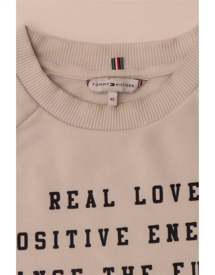 Tommy Hilfiger Mens Graphic Sweatshirt Jumper XS Off White