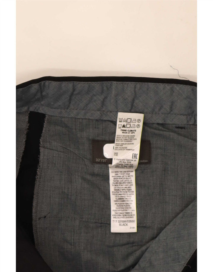 Marks & Spencer Mens Straight Suit Trousers W32 L31 Black Polyester
