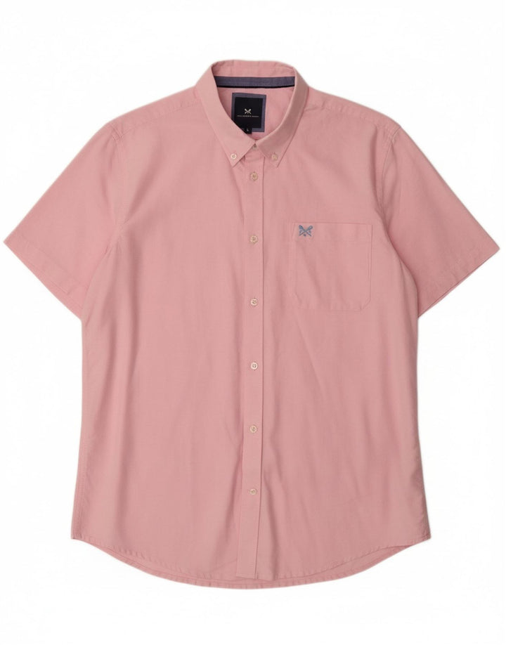 J. CREW Mens Short Sleeve Shirt Large Pink Cotton