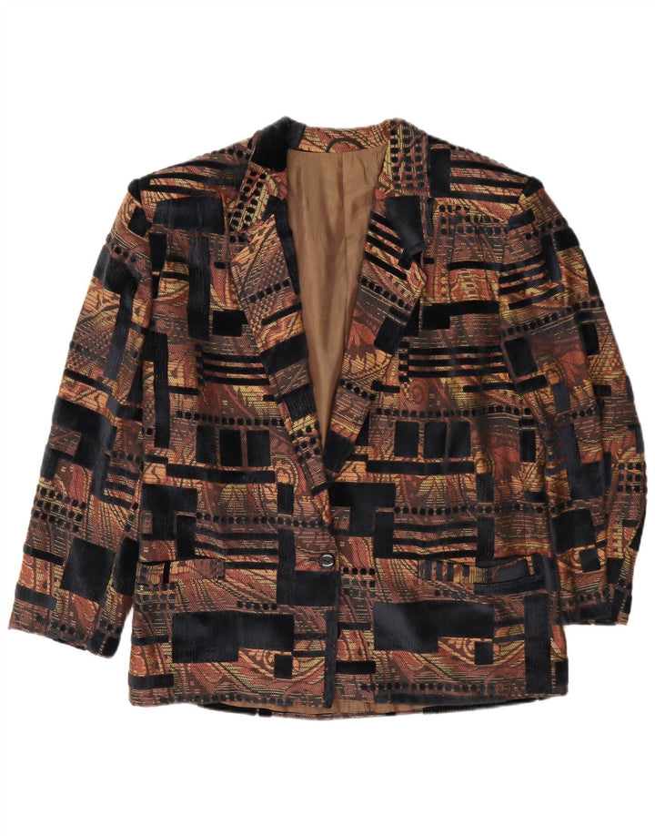 Vintage Womens 1 Button Blazer Jacket UK 16 Large Multicoloured Geometric