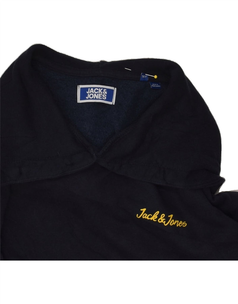 JACK & JONES Boys Hoodie Jumper 15-16 Years Navy Blue Cotton | Vintage Jack & Jones | Thrift | Second-Hand Jack & Jones | Used Clothing | Messina Hembry 