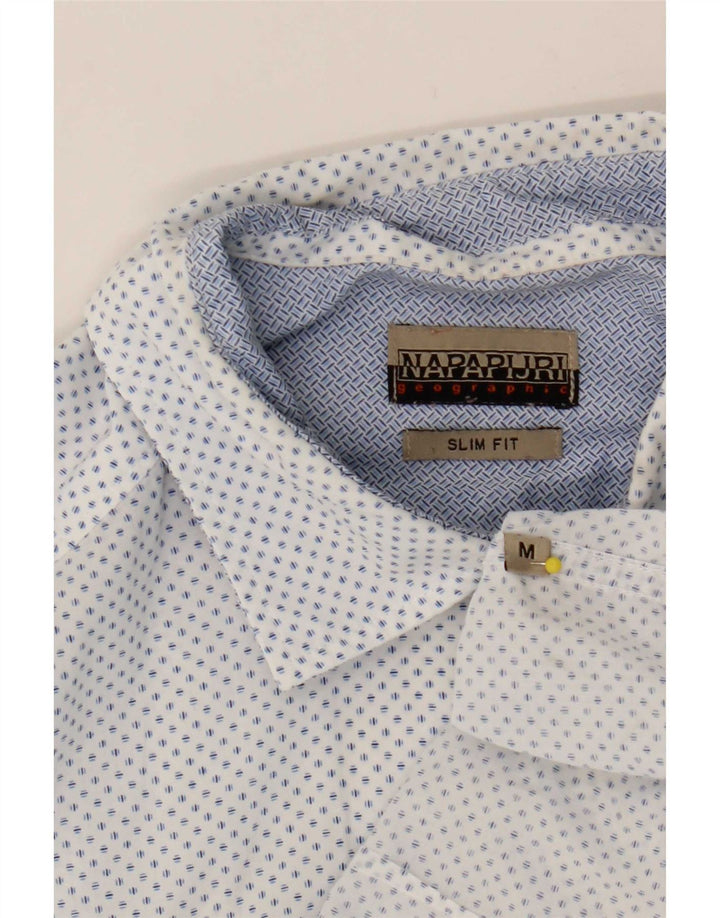 Napapijri Mens Slim Fit Shirt Medium White Spotted