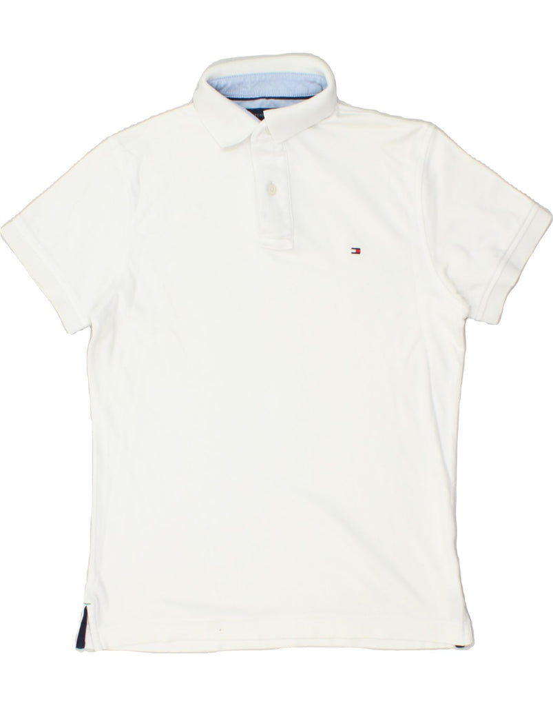 TOMMY HILFIGER Mens Custom Fit Polo Shirt Small White | Vintage Tommy Hilfiger | Thrift | Second-Hand Tommy Hilfiger | Used Clothing | Messina Hembry 