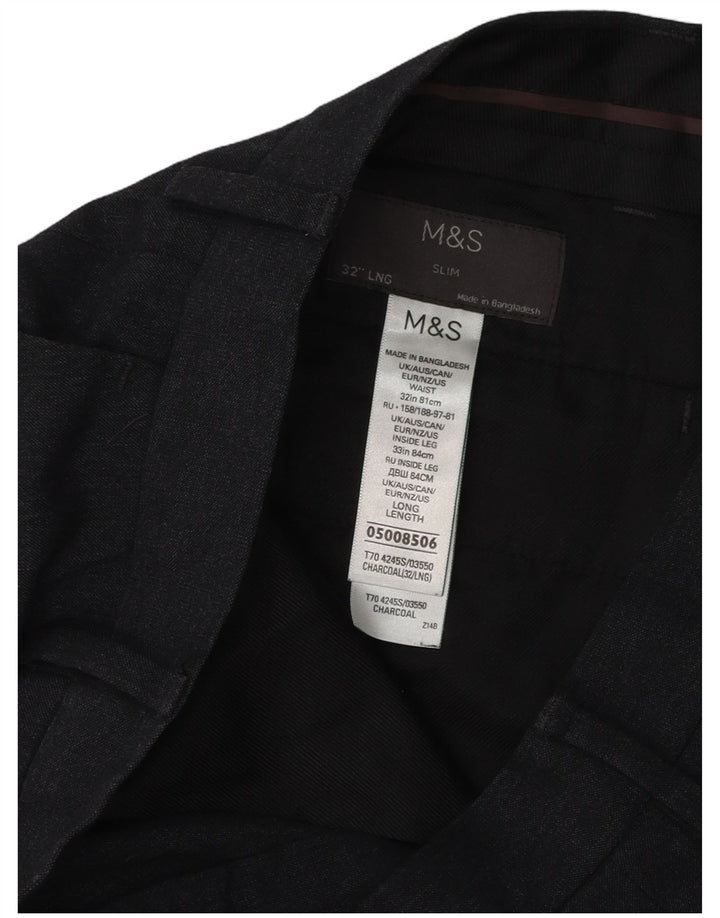 Marks & Spencer Mens Slim Chino Trousers W32 L33 Grey Polyester