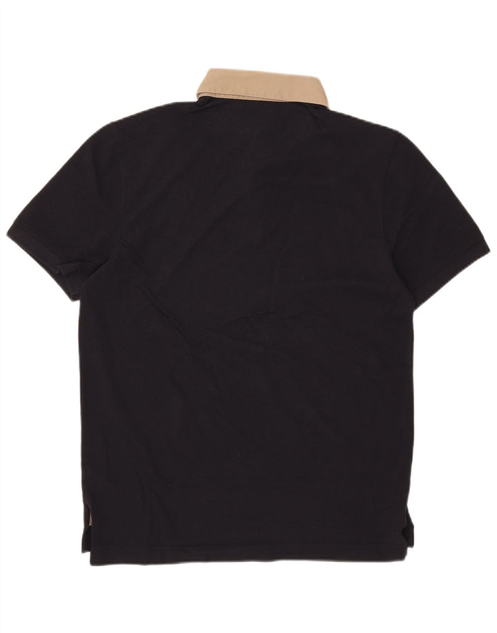 Massimo Dutti Mens Polo Shirt EU 38 Medium Navy Blue Colourblock Cotton