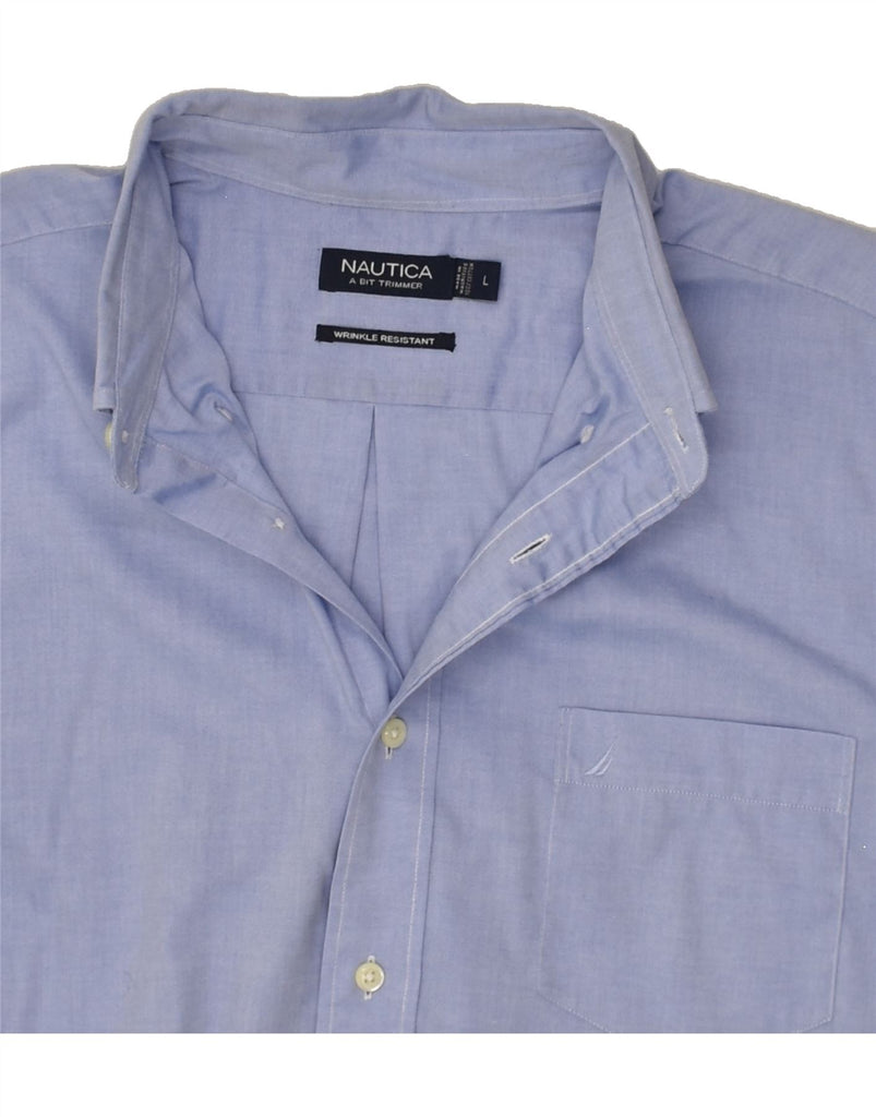 NAUTICA Mens Wrinkle Resistant Shirt Large Blue Cotton | Vintage Nautica | Thrift | Second-Hand Nautica | Used Clothing | Messina Hembry 