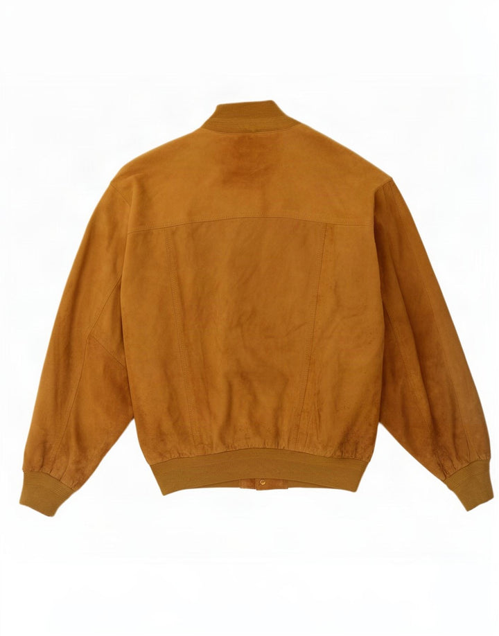Vintage Mens Suede Bomber Jacket IT 56 3XL Beige Leather