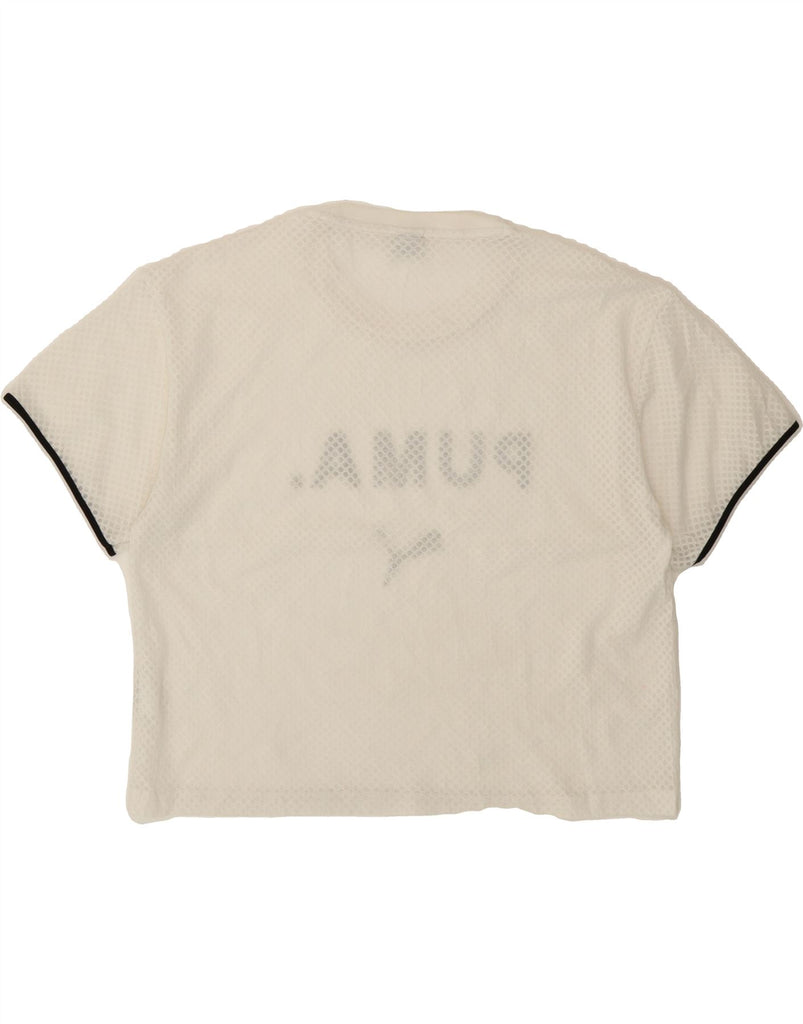 PUMA Womens Graphic T-Shirt Top UK 14 Medium White Polyester Vintage Puma and Second-Hand Puma from Messina Hembry 