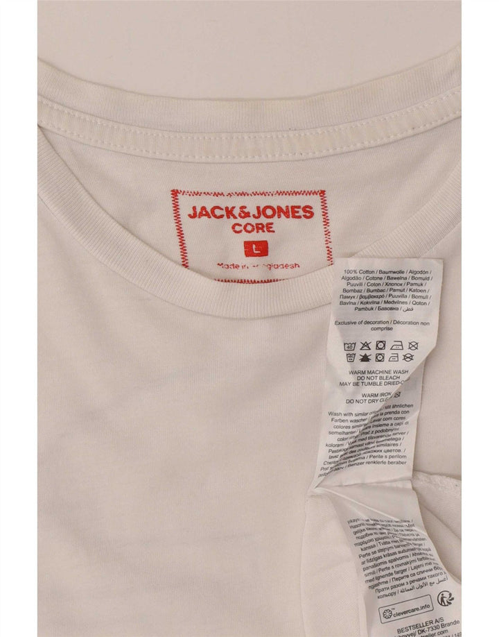 Jack & Jones Mens Graphic T-Shirt Top Large White Cotton