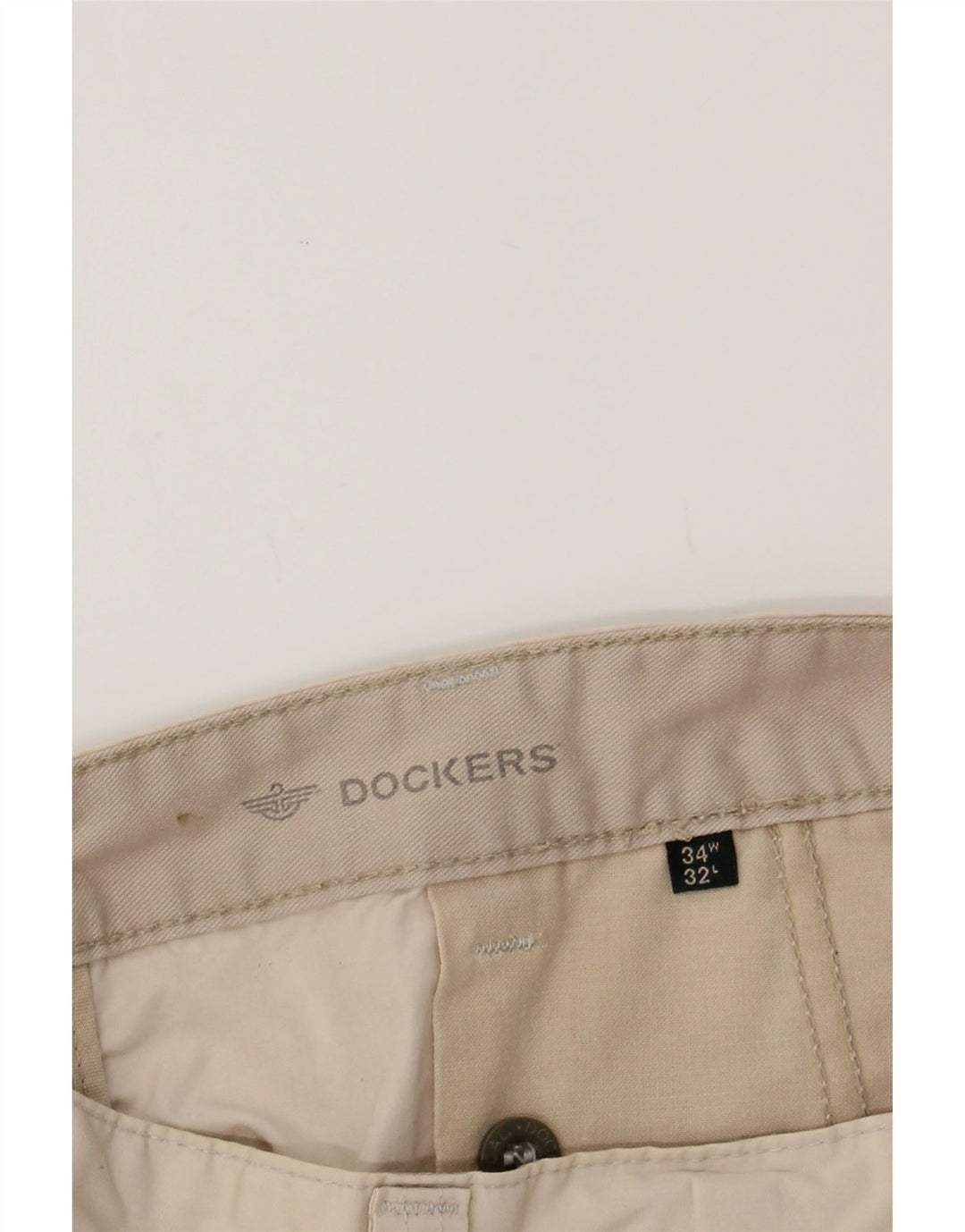 DOCKERS Mens Straight Chino Trousers W34 L29 Beige Vintage Dockers and Second-Hand Dockers from Messina Hembry 