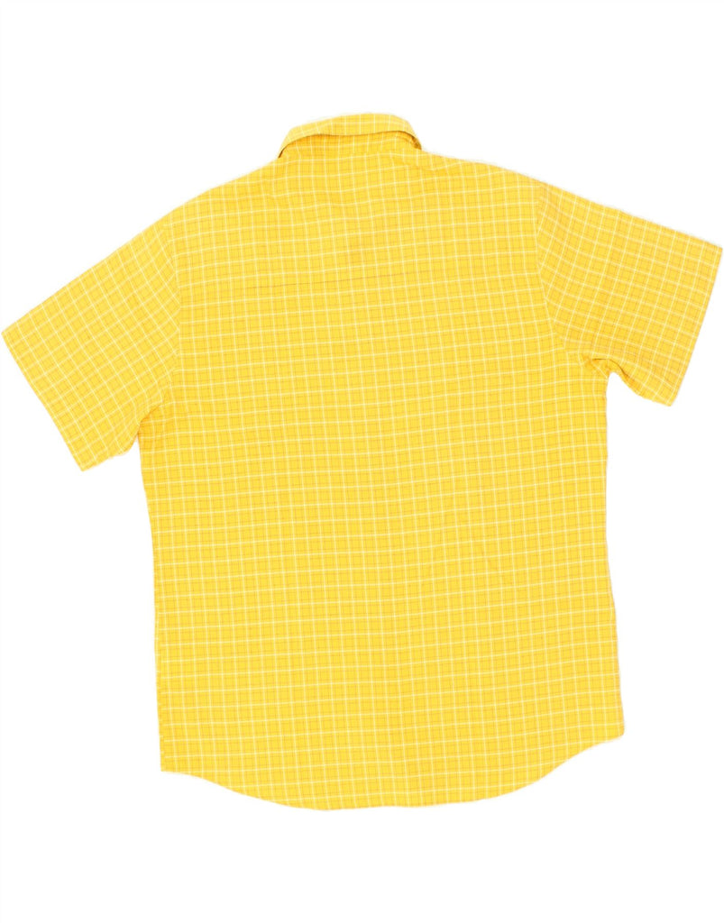 JACK WOLFSKIN Mens Travel Short Sleeve Shirt UK 36/38 Small Yellow Check Vintage Jack Wolfskin and Second-Hand Jack Wolfskin from Messina Hembry 