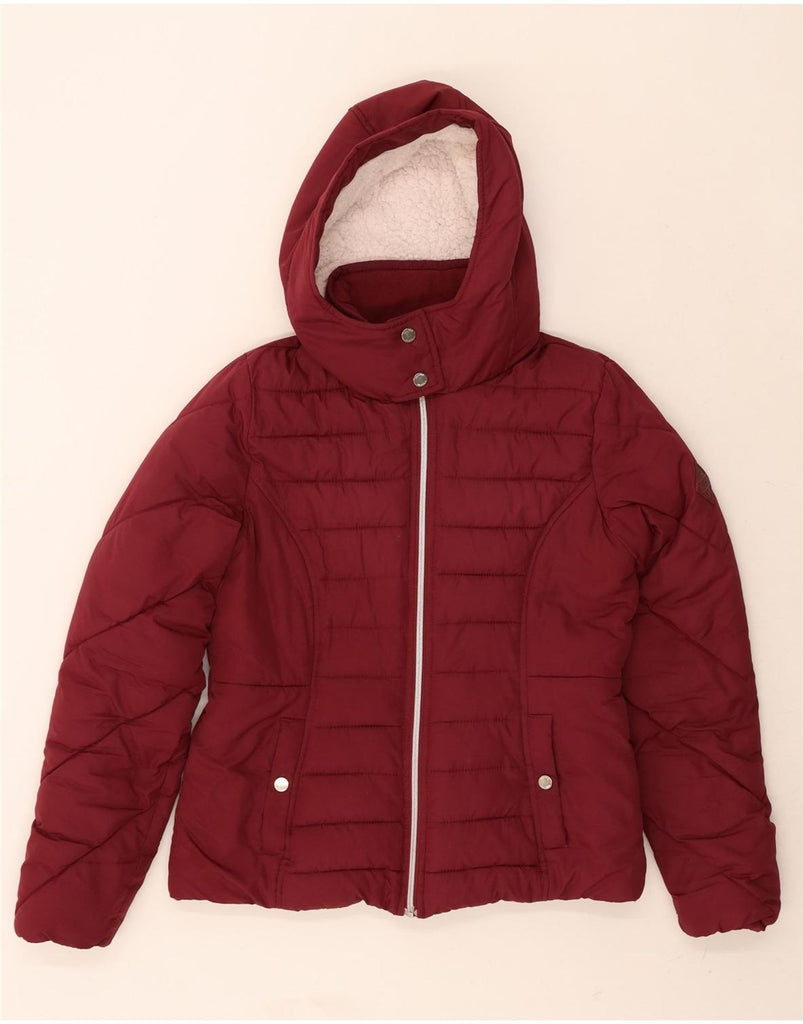 HOLLISTER Womens Hooded Padded Jacket UK 10 Small Burgundy Polyester Vintage Hollister and Second-Hand Hollister from Messina Hembry 
