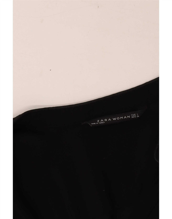 Zara Womens Long Sleeve Shirt Blouse UK 14 Large Black