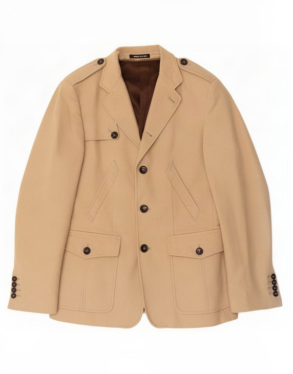 Manuel Ritz Pipo Mens Military 3 Button Blazer Jacket IT 50 Large Beige