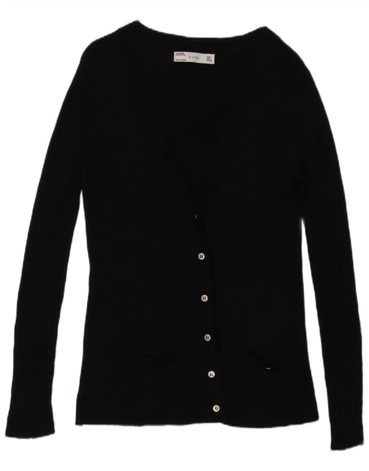 Zara Womens Cardigan Sweater UK 14 Large Black Viscose