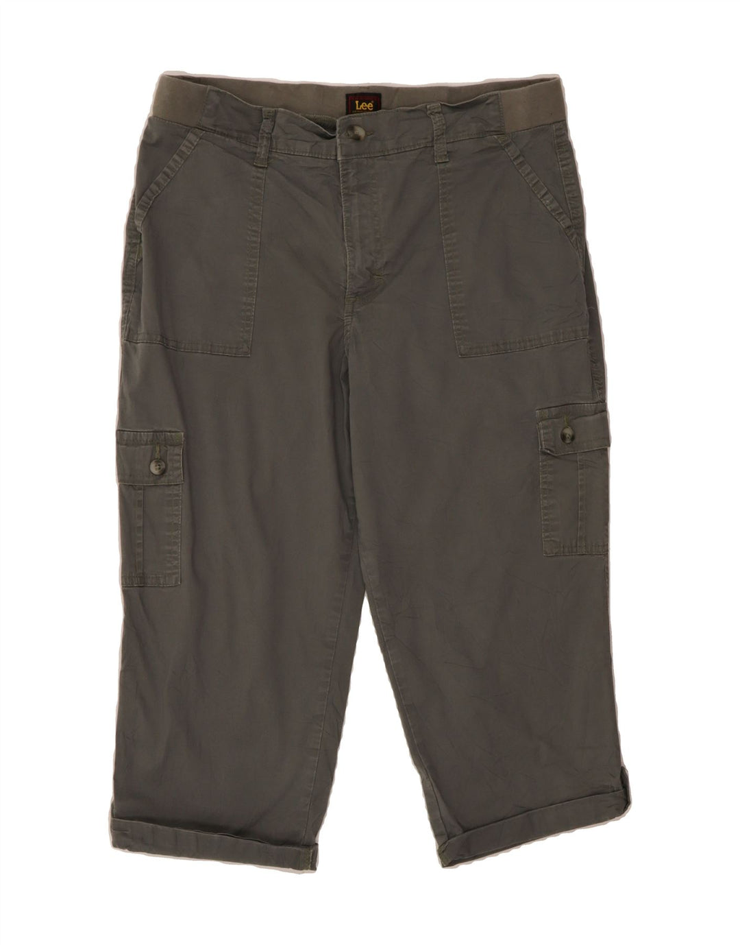 LEE Womens Cargo Capri Trousers US 14 XL W34 L21 Grey Cotton Vintage Lee and Second-Hand Lee from Messina Hembry 