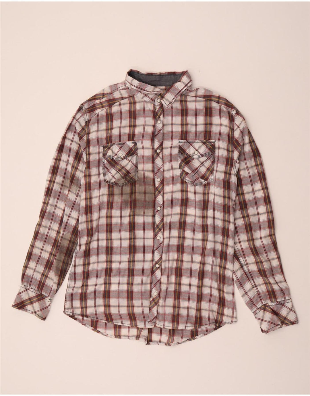 BKE Mens Checked  Flannel Shirt XL Burgundy Check Cotton