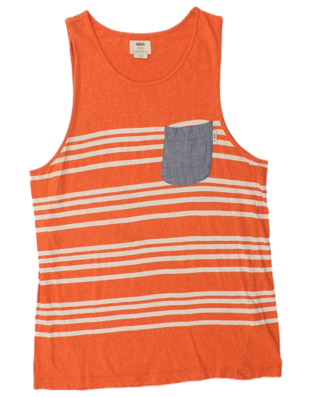 VANS Mens Vest Top Medium Orange Striped Cotton