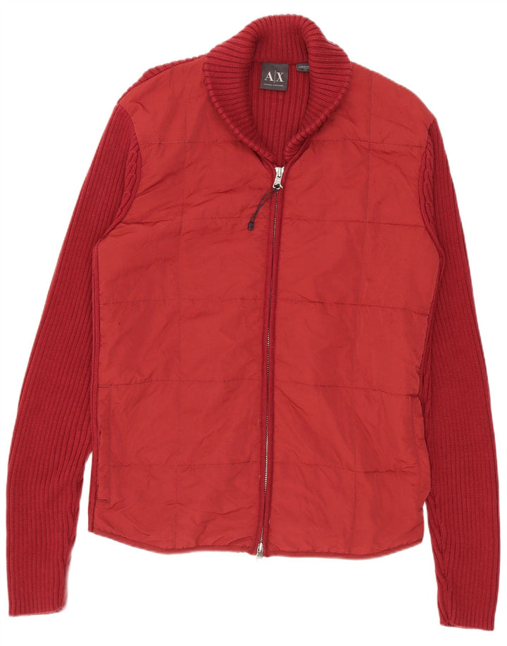 ARMANI EXCHANGE Mens Cardigan Sweater Medium Red Nylon