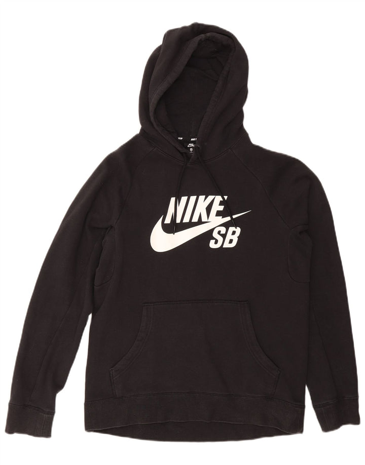 NIKE Mens Graphic Hoodie Jumper Medium Black Cotton