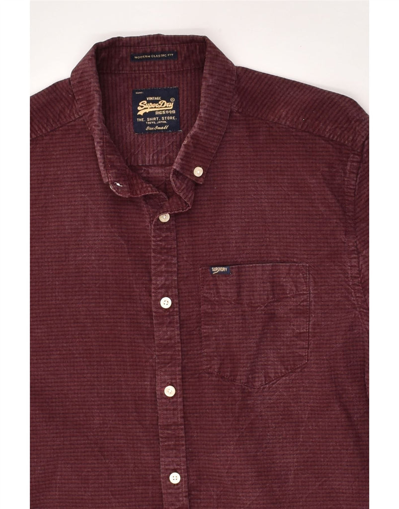 SUPERDRY Mens Classic Fit Shirt Small Maroon Cotton | Vintage Superdry | Thrift | Second-Hand Superdry | Used Clothing | Messina Hembry 