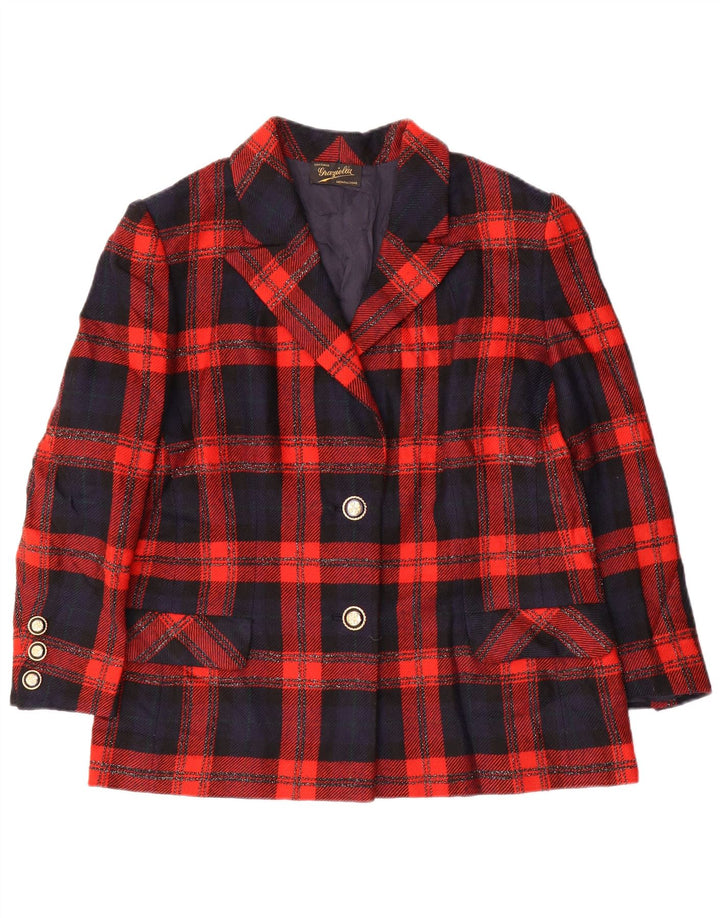 Graziella Womens 2 Button Blazer Jacket UK 16 Large Red Check