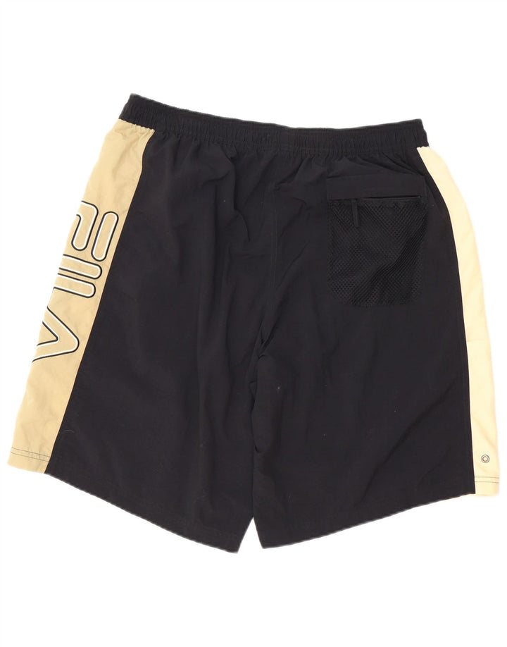 FILA Mens Graphic Swimming Shorts XL Black Colourblock Polyester