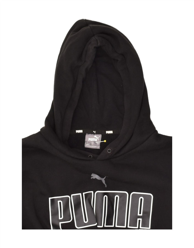 PUMA Mens Graphic Hoodie Jumper Large Black Cotton | Vintage Puma | Thrift | Second-Hand Puma | Used Clothing | Messina Hembry 