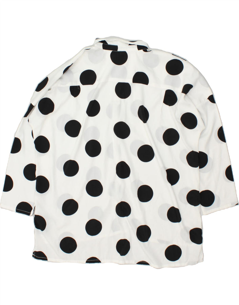 VINTAGE Womens Oversized Shirt Blouse UK 14 Medium White Polka Dot | Vintage Vintage | Thrift | Second-Hand Vintage | Used Clothing | Messina Hembry 