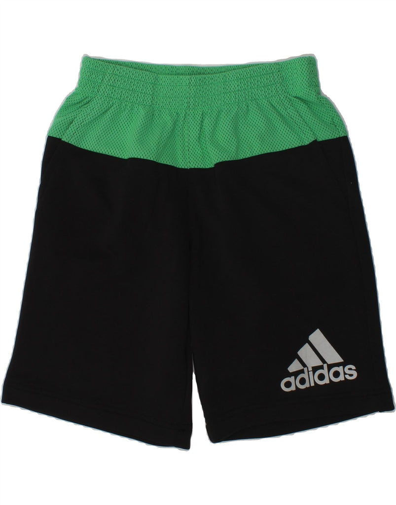 ADIDAS Boys Sport Shorts 9-10 Years Black Colourblock Polyester | Vintage Adidas | Thrift | Second-Hand Adidas | Used Clothing | Messina Hembry 