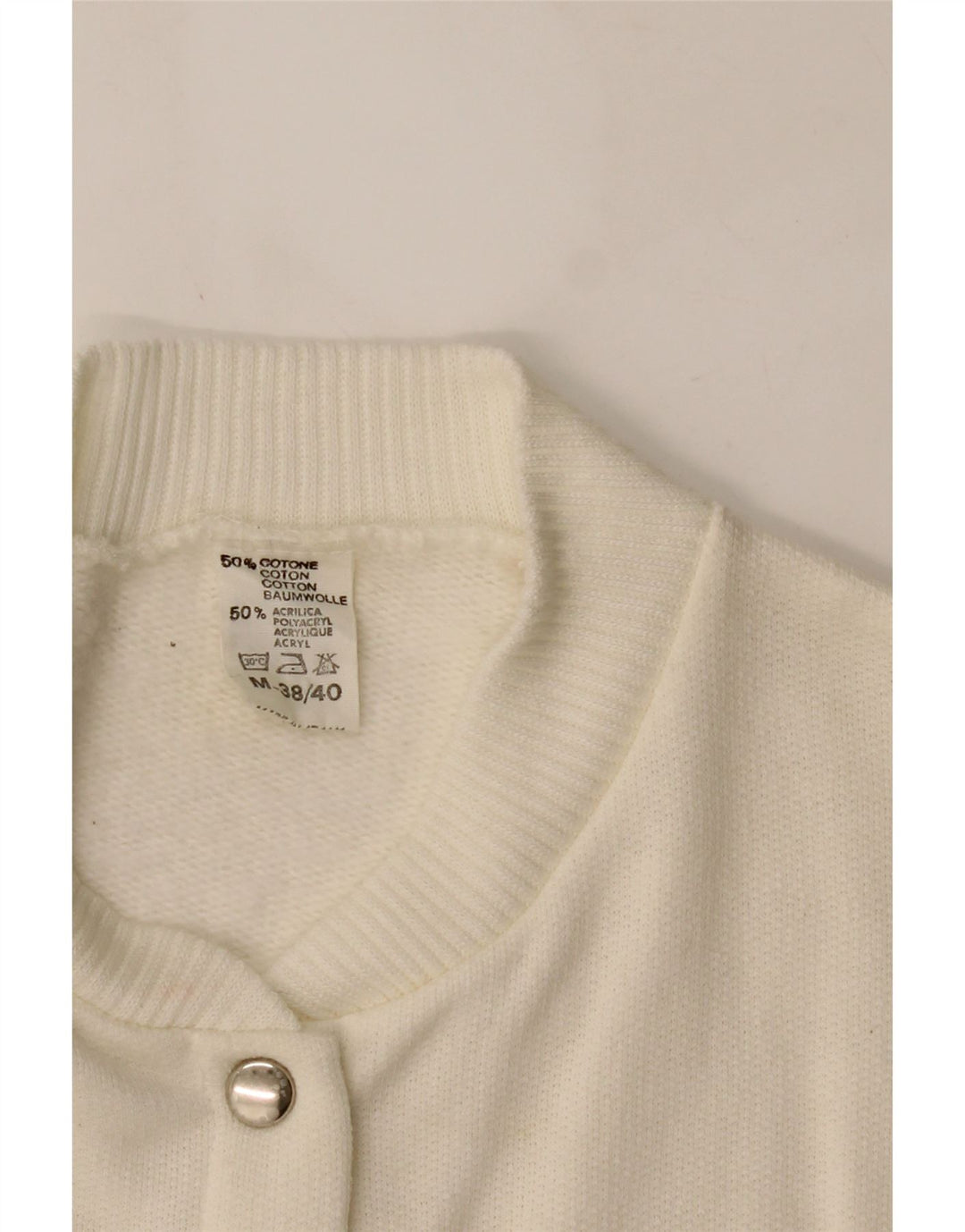 VINTAGE Womens Sleeveless Cardigan Sweater EU 38/40 Medium White Cotton Vintage Vintage and Second-Hand Vintage from Messina Hembry 