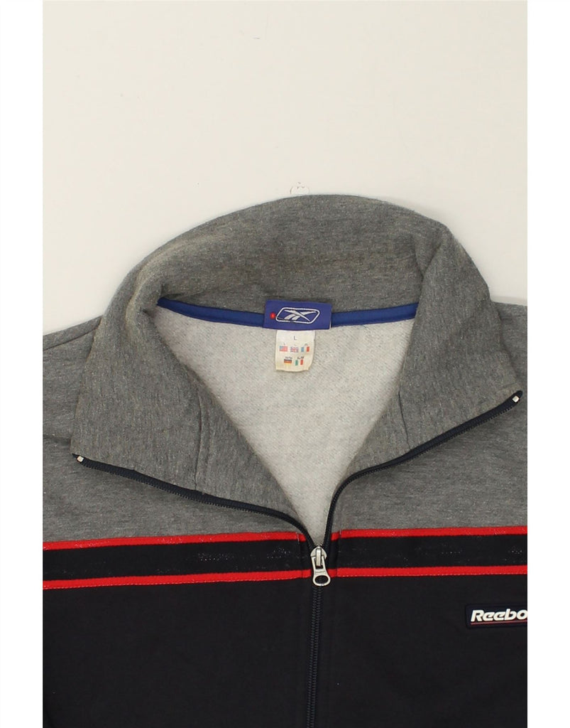 REEBOK Mens Tracksuit Top Jacket Large Grey Colourblock Polyester | Vintage Reebok | Thrift | Second-Hand Reebok | Used Clothing | Messina Hembry 