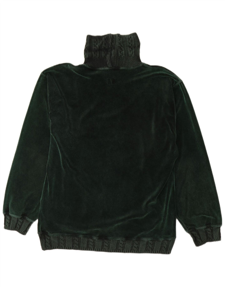 Belfe Mens Roll Neck Graphic Top Long Sleeve Large Green Cotton