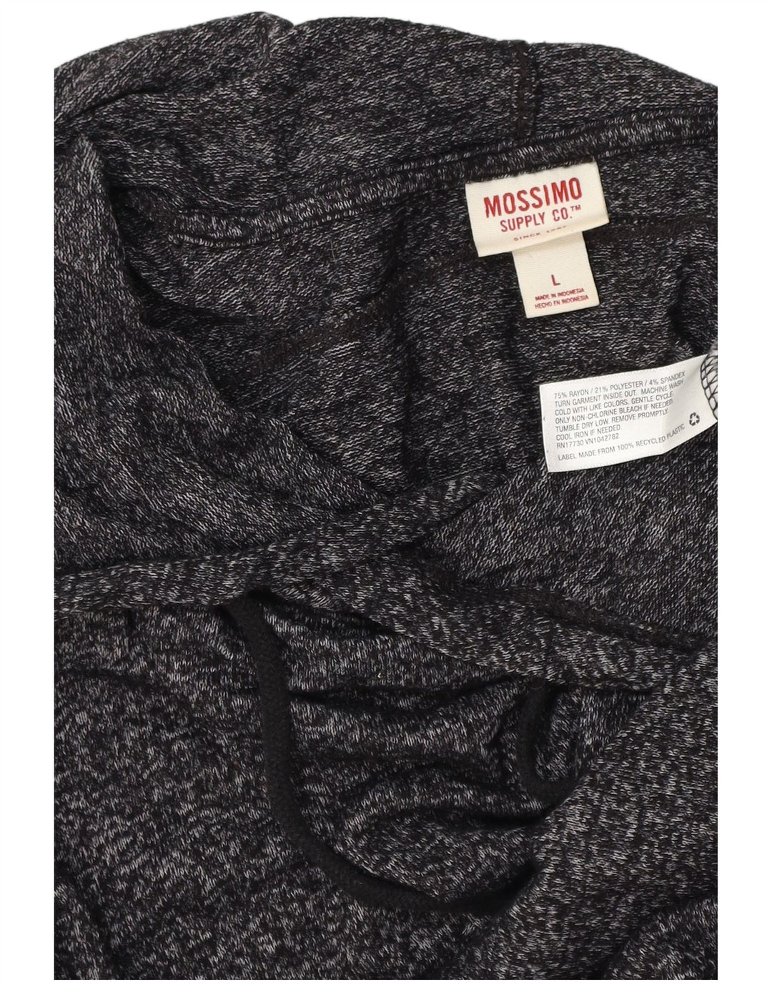 MOSSIMO Womens Hooded Longline Blouse Top UK 16 Large Grey Flecked Rayon