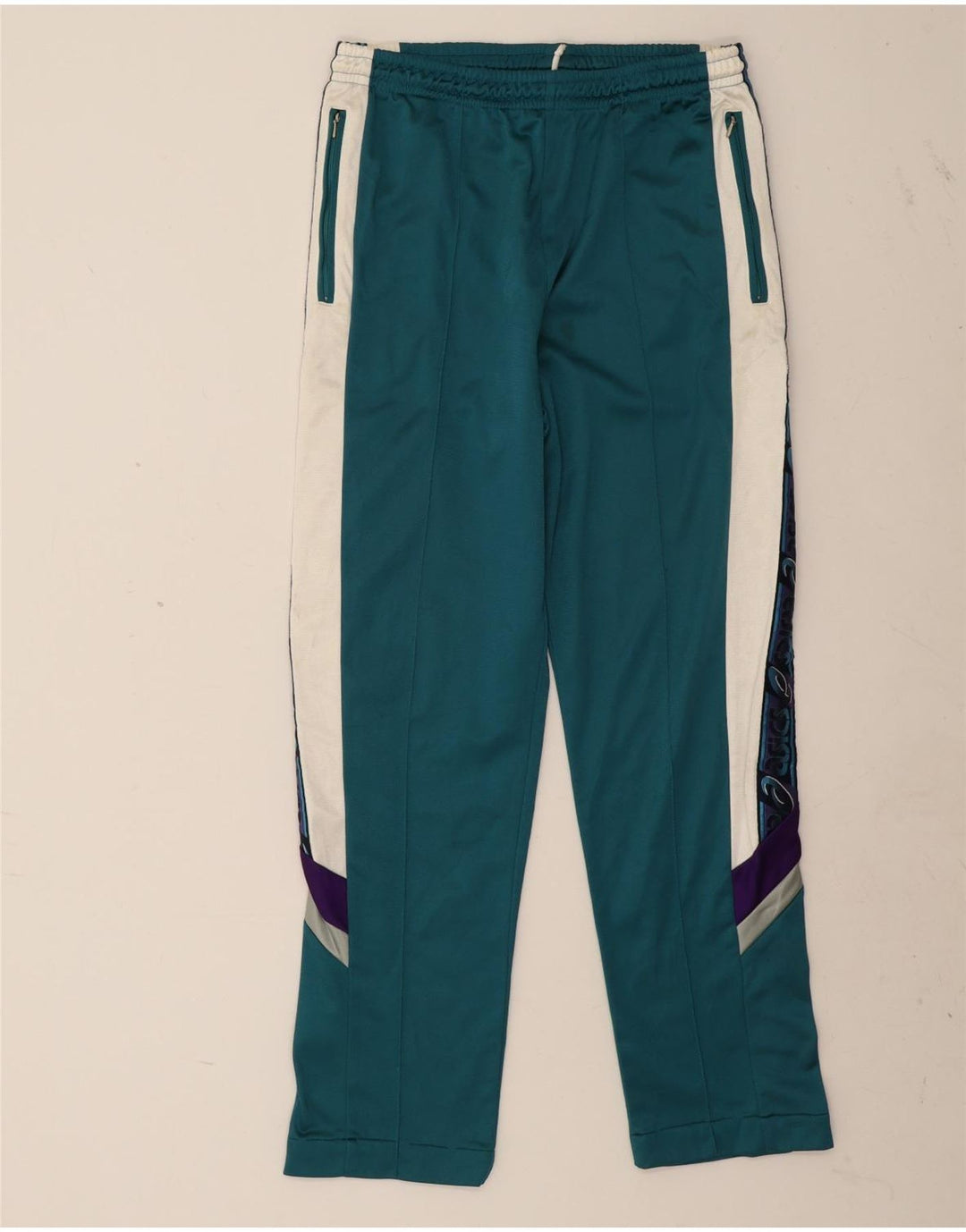 Asics Mens Graphic Tracksuit Trousers IT 52 Large Green Colourblock