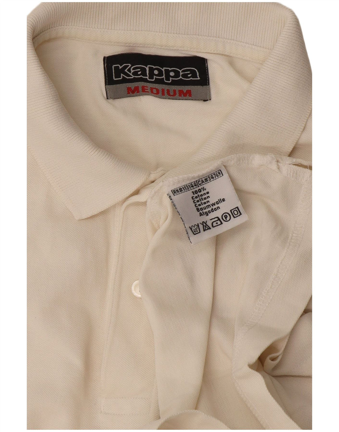 Kappa Mens Polo Shirt Medium Off White Cotton