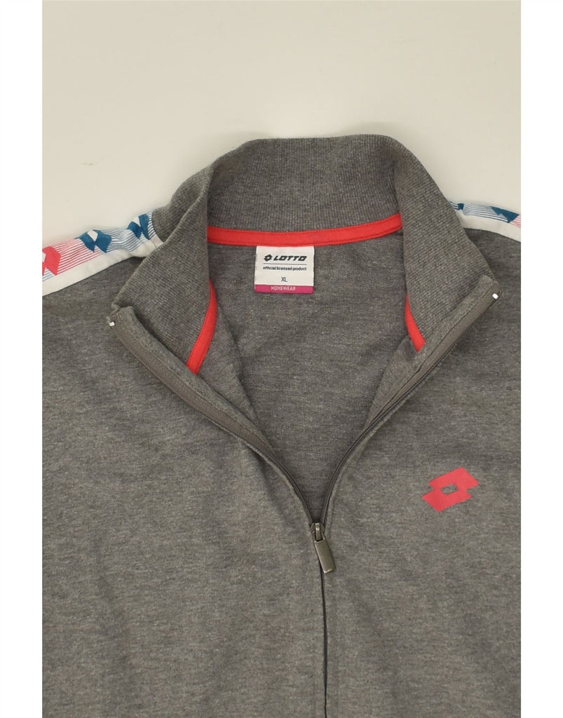 LOTTO Womens Tracksuit Top Jacket UK 18 XL Grey Cotton | Vintage Lotto | Thrift | Second-Hand Lotto | Used Clothing | Messina Hembry 