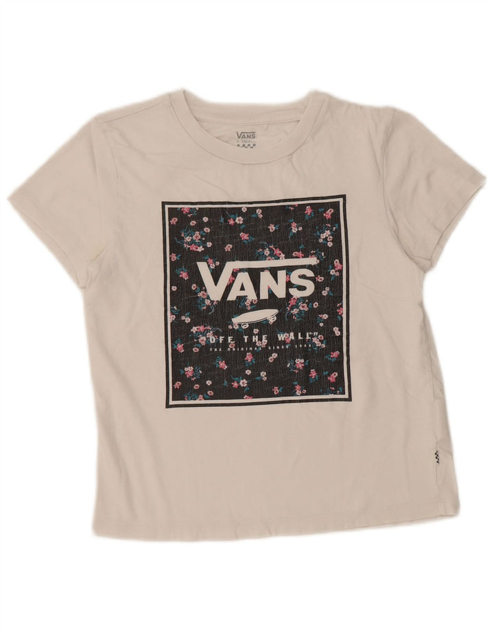 VANS Womens Crop Graphic T-Shirt Top UK 6 XS White Cotton