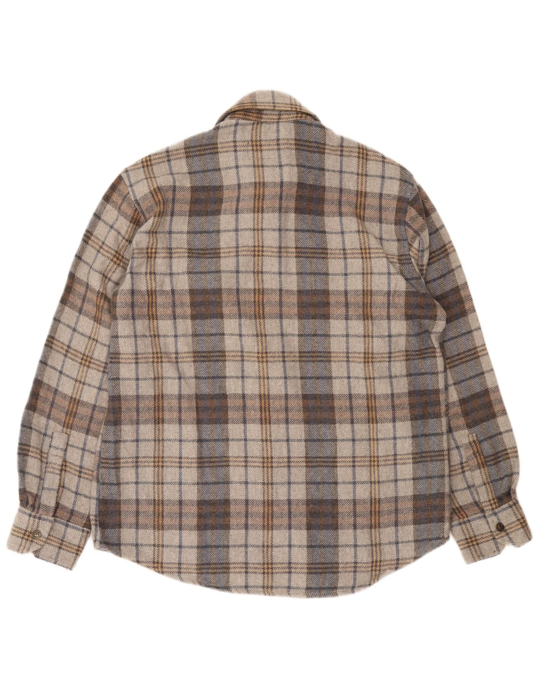 European Project Mens Checked  Flannel Shirt Medium Grey Plaid Acrylic