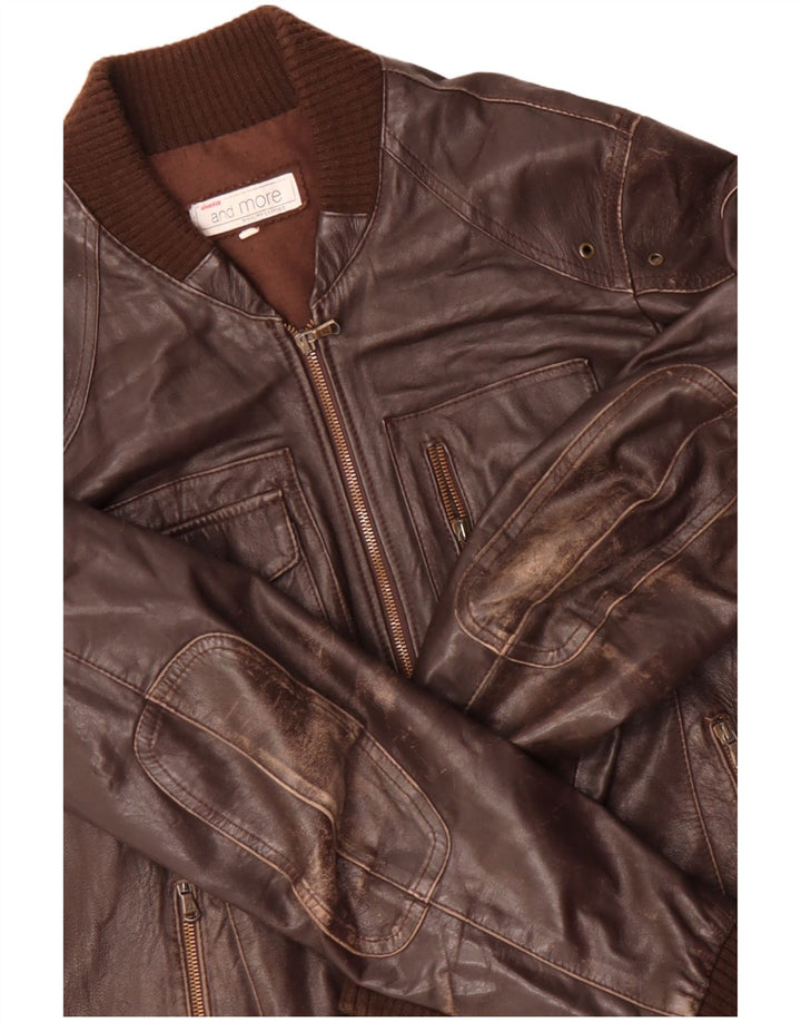 Bata and More Mens Leather Jacket UK 38 Medium Brown Leather