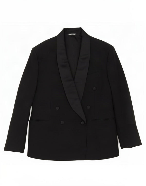 Pal Zileri Mens Double Breasted Blazer Jacket IT 50 Large Black Virgin Wool