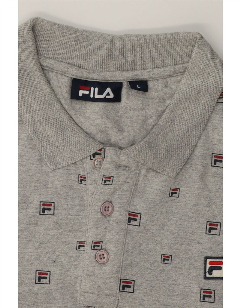 FILA Mens Graphic Polo Shirt Large Grey Cotton Vintage Fila and Second-Hand Fila from Messina Hembry 